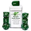 Set Of 7 Dice: Opaque Dark Green W/ White